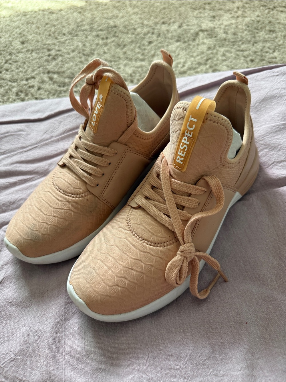 Aldo Women's Knit Sneakers - Peach and White